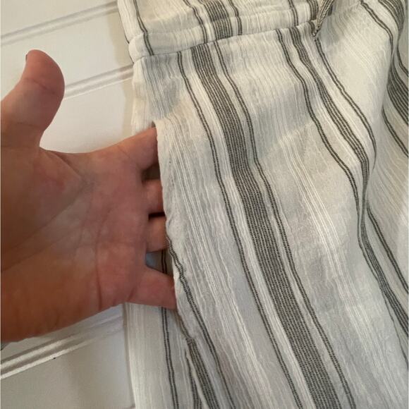ABLE Caralyn Midi Dress White Gray Stripe Ruffle Sleeve V Neck - Size Medium - Picture 4 of 10